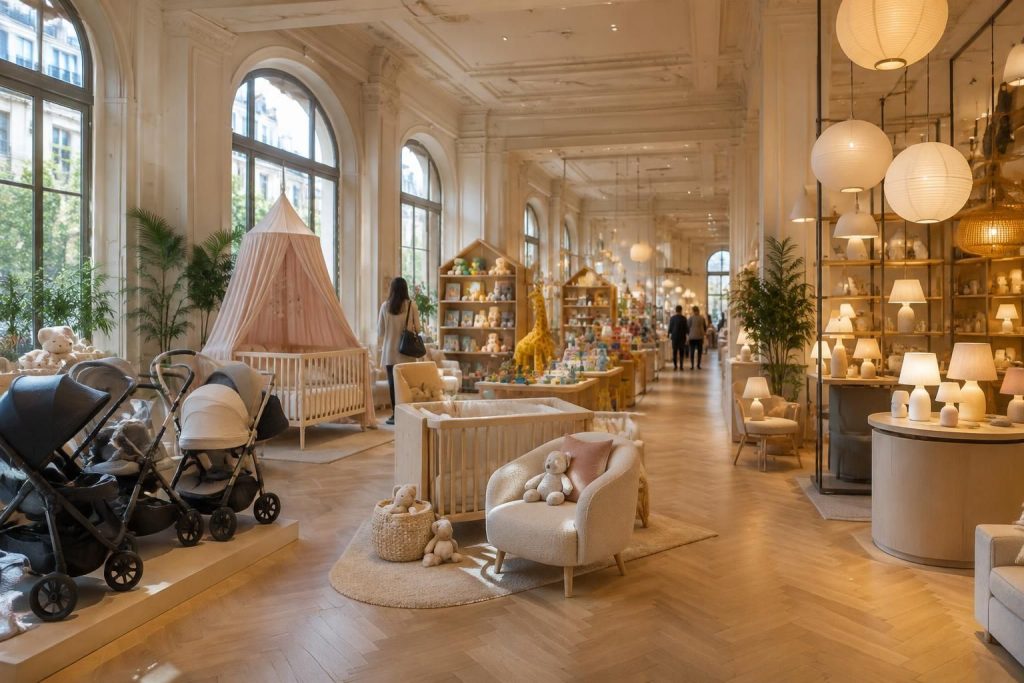 découvrez à paris un grand magasin dédié à la puériculture, aux jouets et aux luminaires, avec une sélection pour petits et grands.